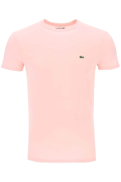 Lacoste Logo-patch Cotton T-shirt In Pink