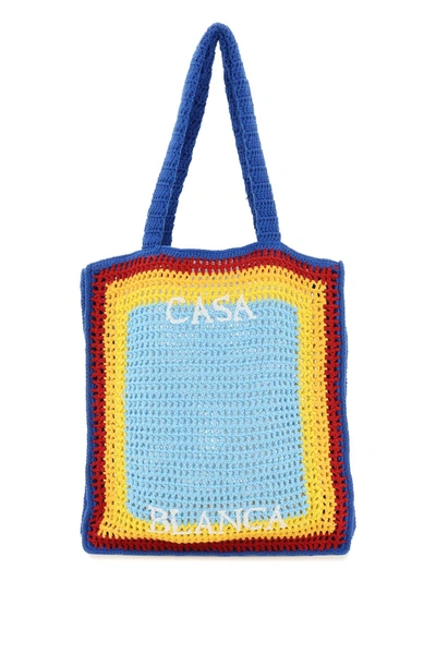 Casablanca Arch Crochet Tote Bag In Blue (blue)