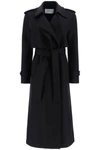 Harris Wharf London Women Long Trench Double Stitching Pressed Wool In Black