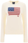 Polo Ralph Lauren Classic Crew Neck Pullover Sweater With American Flag Design In White