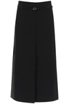 Ganni Cotton Suiting Maxi Slit Skirt In Black