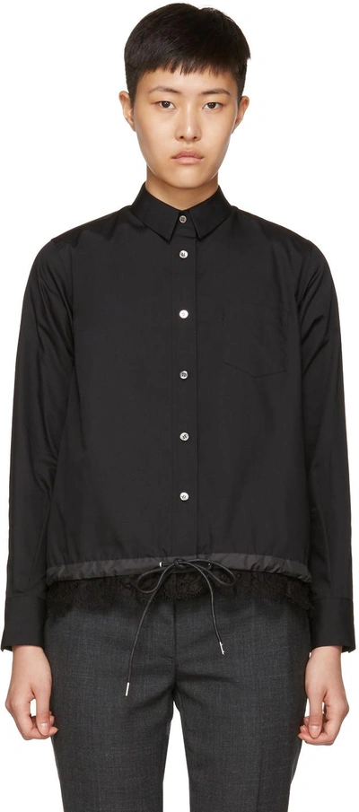 Sacai Black Drawstring & Lace Shirt