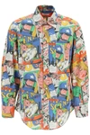 Erl Man Shirt Blue Size Xl Cotton In Multicolor