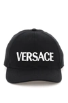 Versace Logo Cap In Black, White