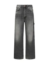 Haikure 'korea' Grey Jeans With Faded Effect And Logo Patch On The Back In Spider Black