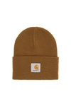 Carhartt Mens Hamilton Brown Acrylic Watch Brand-patch Knitted Beanie Hat In Brown