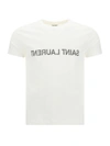 Saint Laurent Reverse Logo T-shirt 'naturel/noir' In Naturel/noir
