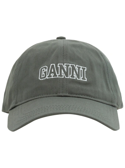 Ganni Baseball Hat In Brown