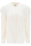 ISABEL MARANT ISABEL MARANT 'JOANEA' SATIN BLOUSE WITH CUTWORK EMBROIDERIES