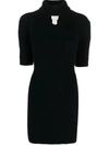 Patou Cut-out Mini Dress In Sustainable Alpaca Blend In Black