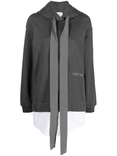 Patou Embroidered-logo Hoodie Dress In Grey