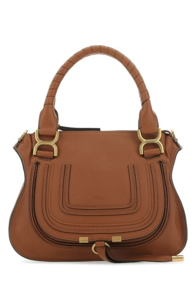 Chloé Marcie Grained-leather Tote Bag In Brown