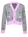 Gcds Kittho Cardigan In Gray And Pink Wool Blend In Grey