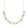 ROSS-SIMONS 3-4MM CULTURED PEARL AND MULTI-GEMSTONE NECKLACE WITH BLUE CHALCEDONY AND MOONSTONE IN 18KT GOLD OVE