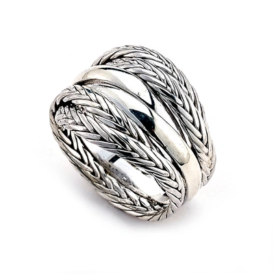 Samuel B Jewelry Sterling Silver Multi Row Byzantine Design Ring