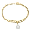 Mimi & Max 9mm Cultured Freshwater Natural Shape Pearl Bracelet Graduating Link Chain Yellow Silver - 6.5+1 In. In Multi
