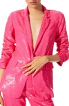 Alice And Olivia Alica And Olivia Macey Sequined One Button Blazer In Wild Pink