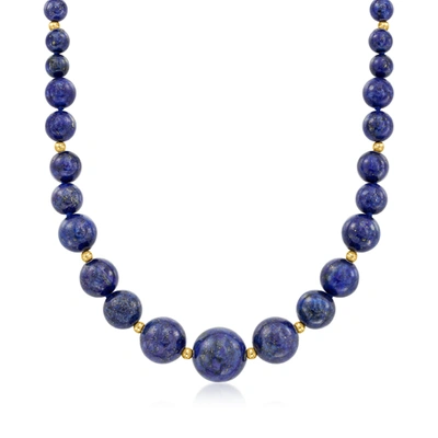 Ross-simons 6-13mm Lapis Bead Graduated Necklace With 14kt Yellow Gold In Multi