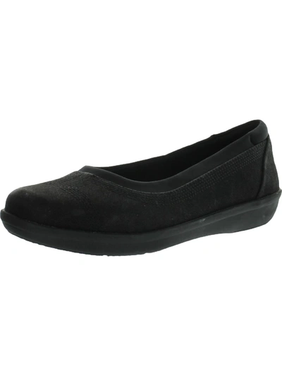 Cloudsteppers By Clarks Ayla Low Womens Comfy Slip-on Ballet Flats In Black