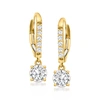 Ross-simons Diamond Drop Earrings In 14kt Yellow Gold In Silver