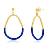 SIMONA STERLING SILVER, MIDNIGHT ENAMEL PEAR-SHAPED EARRINGS - GOLD PLATED