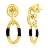 Simona Sterling Silver, Black Enamel Dangle Earrings - Gold Plated In Black