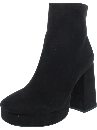 Wild Pair Coraa  Womens Faux Suede Zip Up Ankle Boots In Black