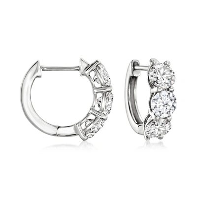 Ross-simons Lab-grown Diamond Huggie Hoop Earrings In 14kt White Gold In Silver