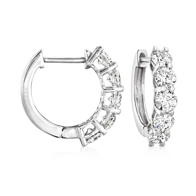 Ross-simons Lab-grown Diamond 5-stone Hoop Earrings In 14kt White Gold In Silver