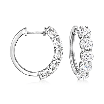 Ross-simons Lab-grown Diamond 5-stone Hoop Earrings In 14kt White Gold In Silver