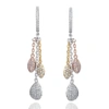 SUZY LEVIAN TRI-TONE STERLING SILVER WHITE CUBIC ZIRCONIA DANGLE EARRINGS