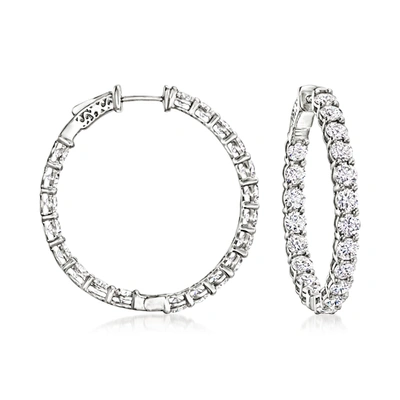Ross-simons Lab-grown Diamond Inside-outside Hoop Earrings In 14kt White Gold