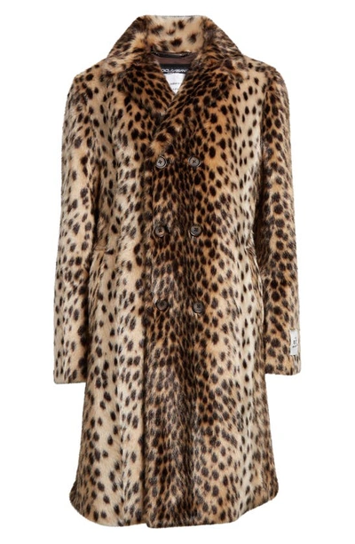 Dolce & Gabbana Leopard-print Faux Fur Coat In Multicolor