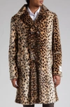 DOLCE & GABBANA LYNX PRINT DOUBLE BREASTED FAUX FUR COAT