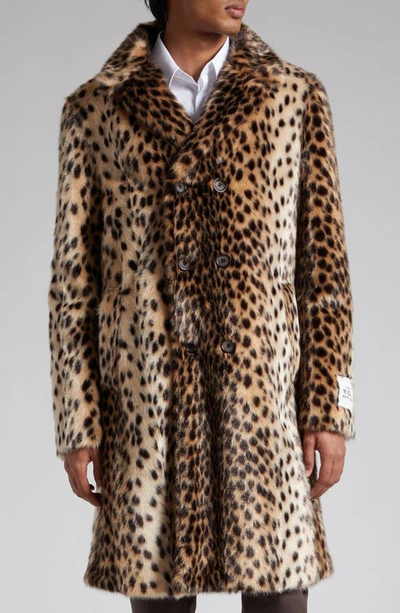 Dolce & Gabbana Leopard-print Faux Fur Coat In Multicolor