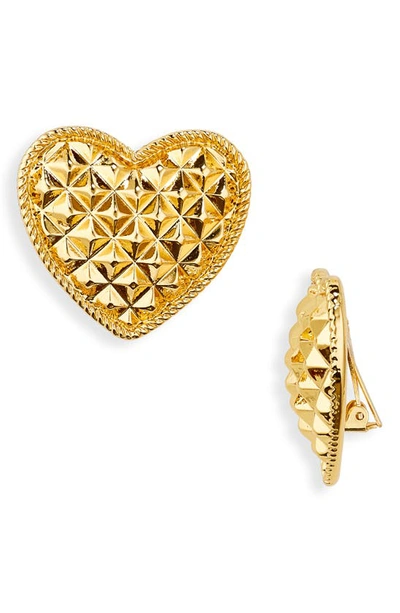 Moschino Heart-shaped Clip-on Earrings In Gold