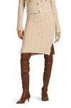 St John Chevron Slub Knit Skirt In Camel/ivory Multi