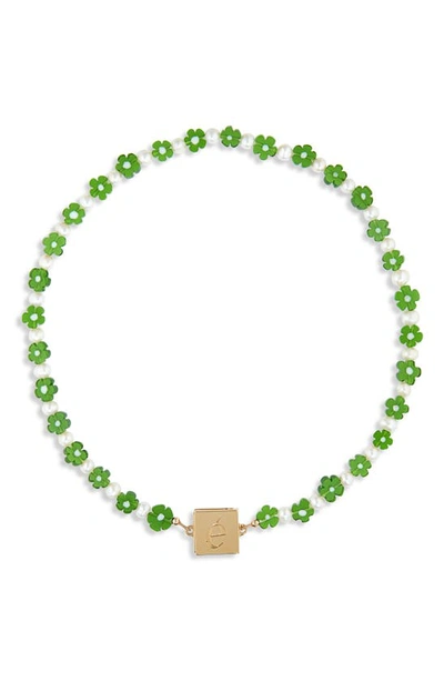 Eliou Amal Pearl And Glass Bead Necklace In Green