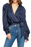 Ramy Brook Pauline Puff Sleeve Blouse In Navy