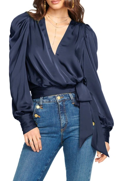 Ramy Brook Pauline Puff Sleeve Blouse In Navy