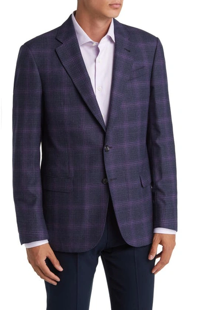 Emporio Armani Men's G-line Plaid Wool-blend Sport Coat In Purple