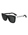 GIVENCHY STAINLESS STEEL & RUBBER SQUARE LOGO SUNGLASSES,PROD202240052