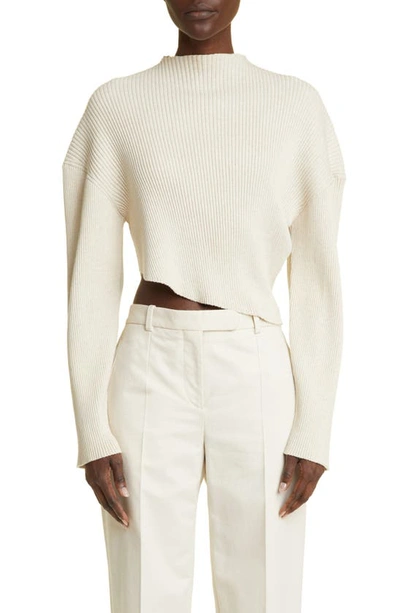 The Row Danana Asymmetric Mock-neck Rib Crop Top In Ivory