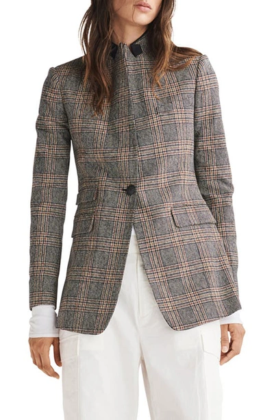 Rag & Bone Paloma Plaid Japanese Cotton Blazer In Black