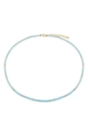 Ef Collection 14k Aquamarine Birthstone Necklace In Yellow Gold/ Aquamarine