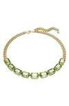 Swarovski Millenia Octagon Crystal Frontal Necklace In Green