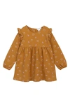 MILES THE LABEL MILES THE LABEL KIDS' HEART PRINT LONG SLEEVE STRETCH ORGANIC COTTON DRESS