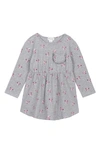 MILES THE LABEL MILES THE LABEL KIDS' BOW PRINT LONG SLEEVE STRETCH ORGANIC COTTON DRESS