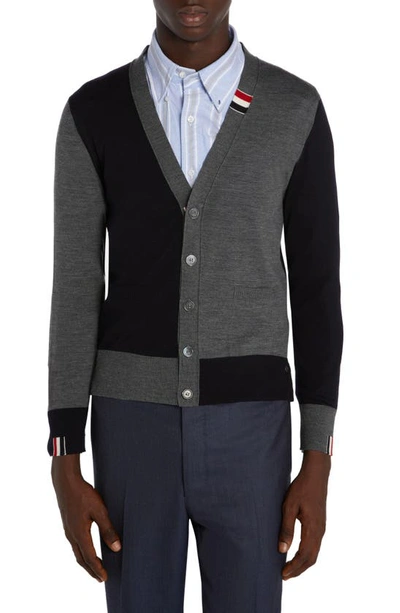 Thom Browne Fun Mix Jersey Stitch Cardigan In Navy