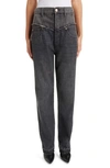 Isabel Marant Noemie Two Tone Fray Hem Nonstretch Jeans In Black